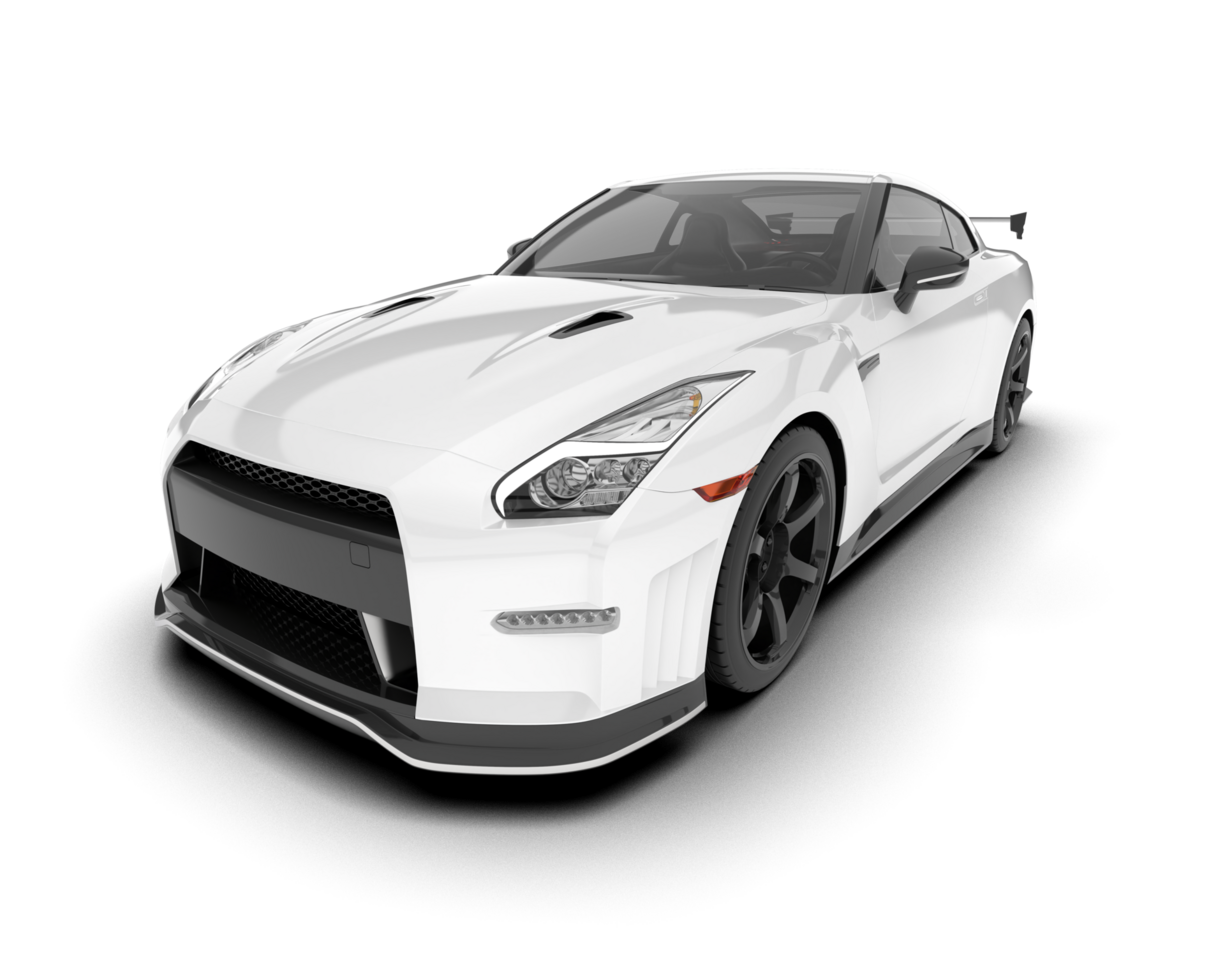 blanc sport voiture sur transparent Contexte. 3d le rendu - illustration png