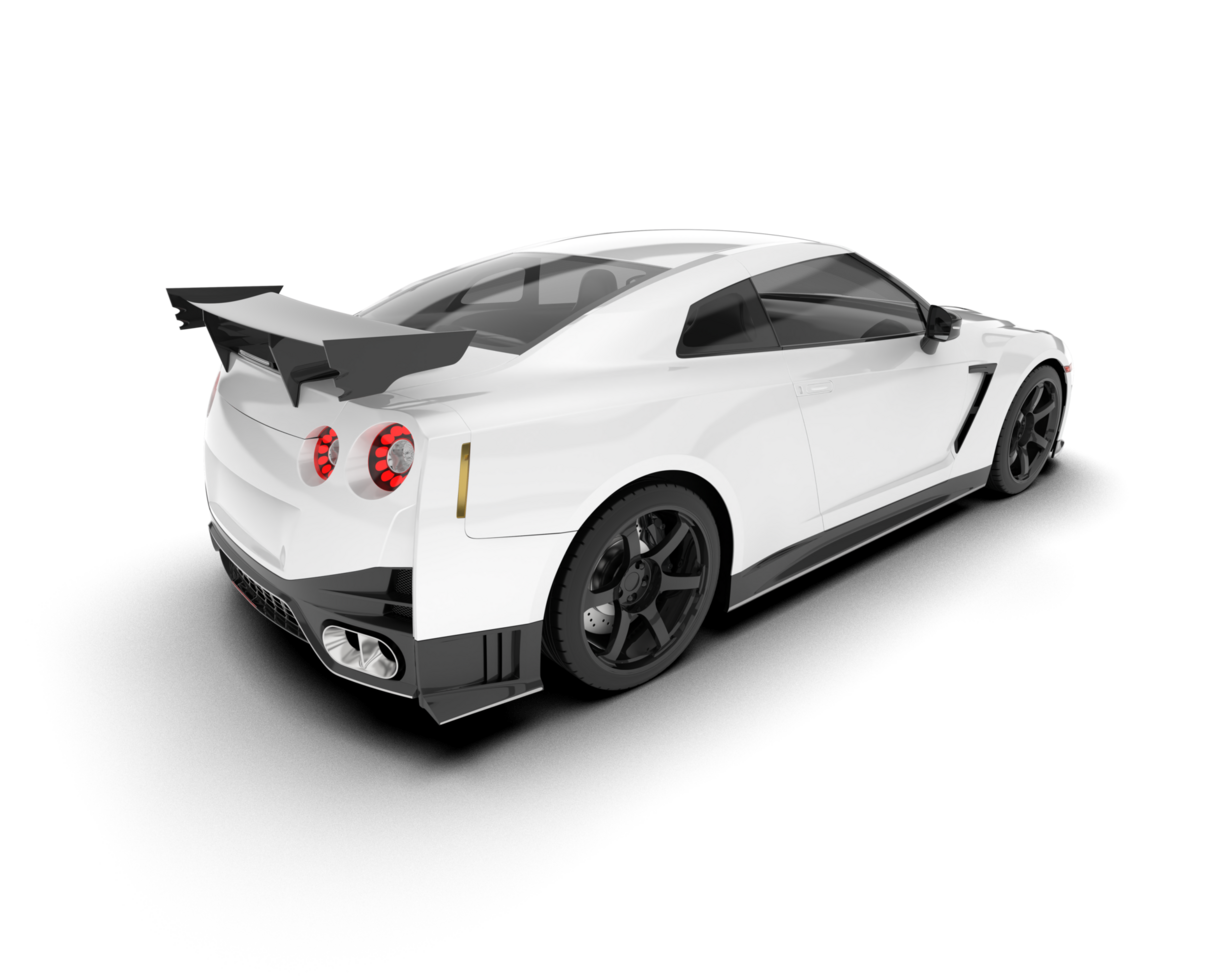 White sport car on transparent background. 3d rendering - illustration png