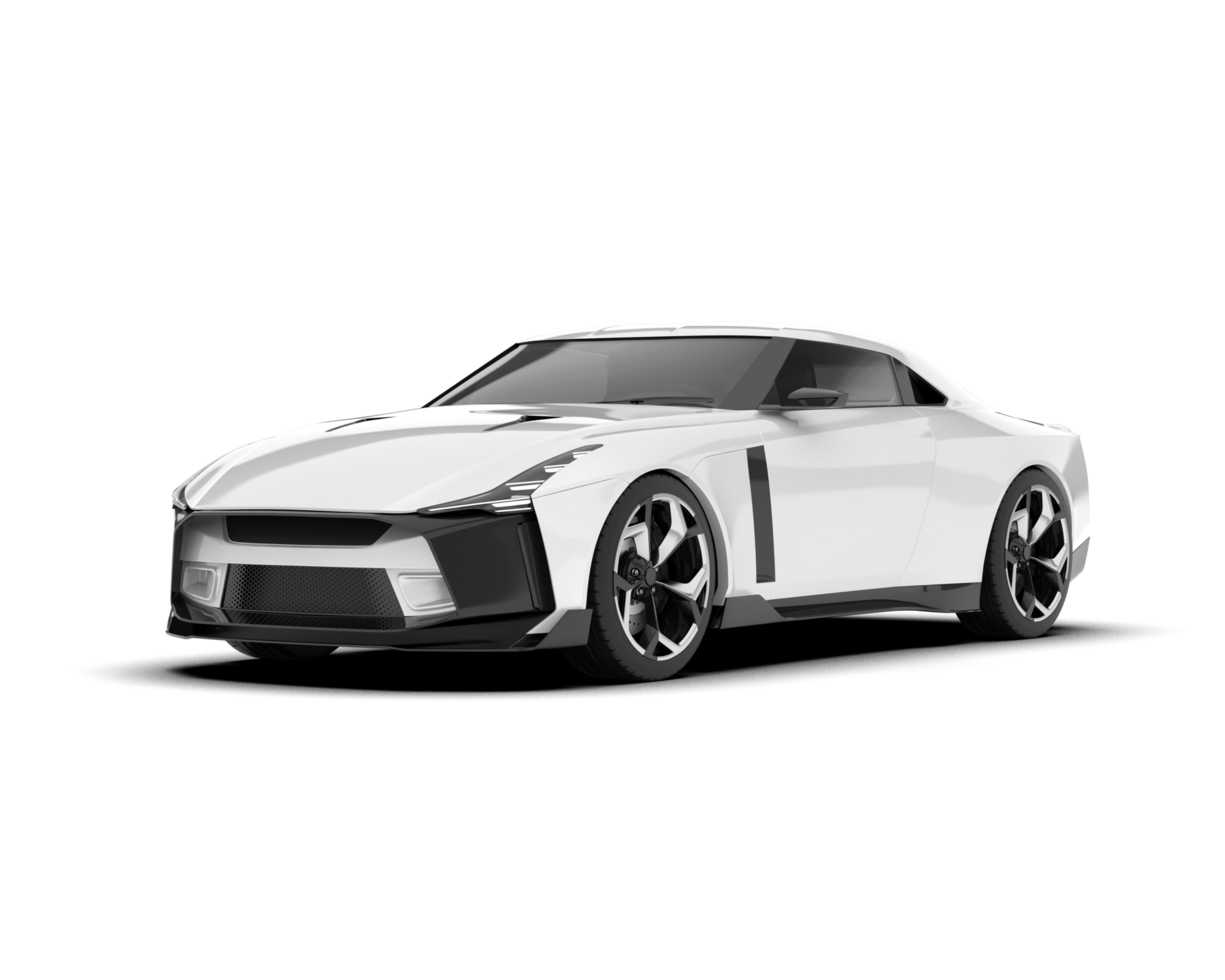 White sport car on transparent background. 3d rendering - illustration png