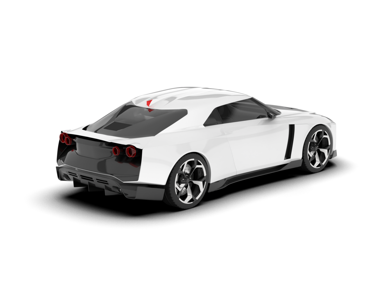 White sport car on transparent background. 3d rendering - illustration png