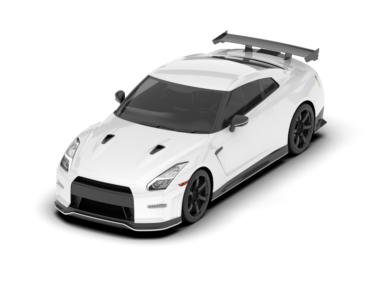 White sport car on transparent background. 3d rendering - illustration png
