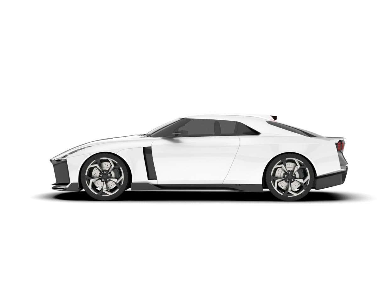 White sport car on transparent background. 3d rendering - illustration png