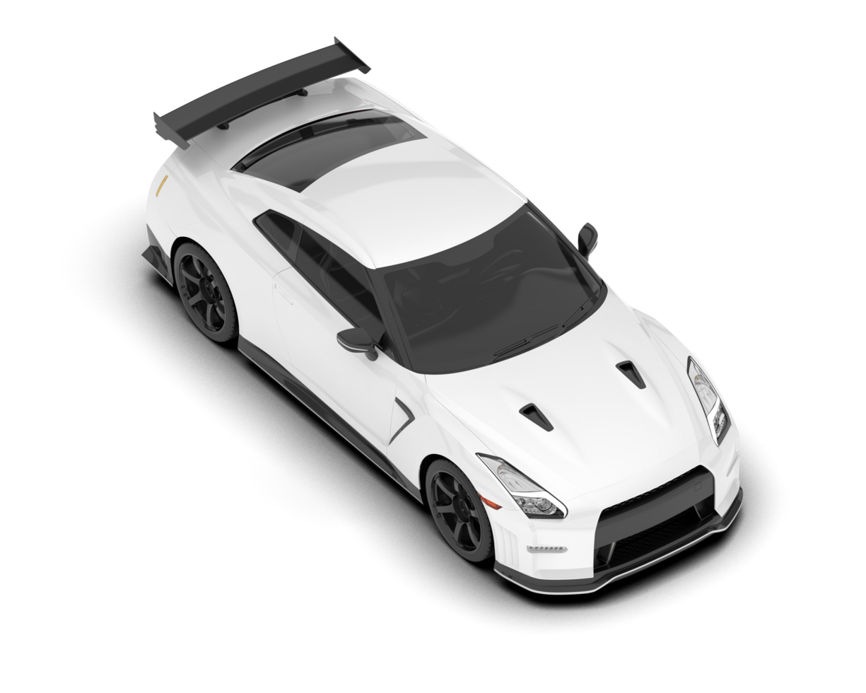 White sport car on transparent background. 3d rendering - illustration png