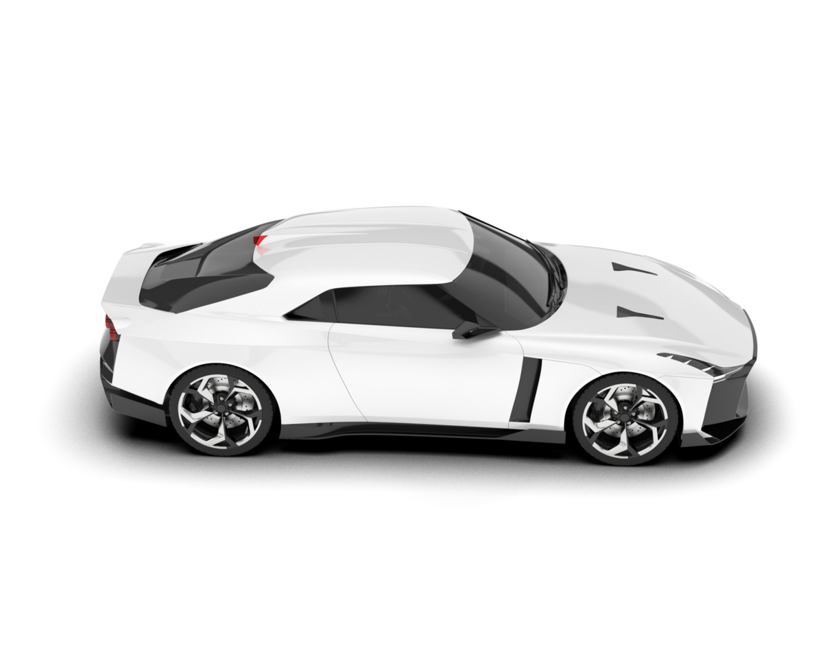 White sport car on transparent background. 3d rendering - illustration png