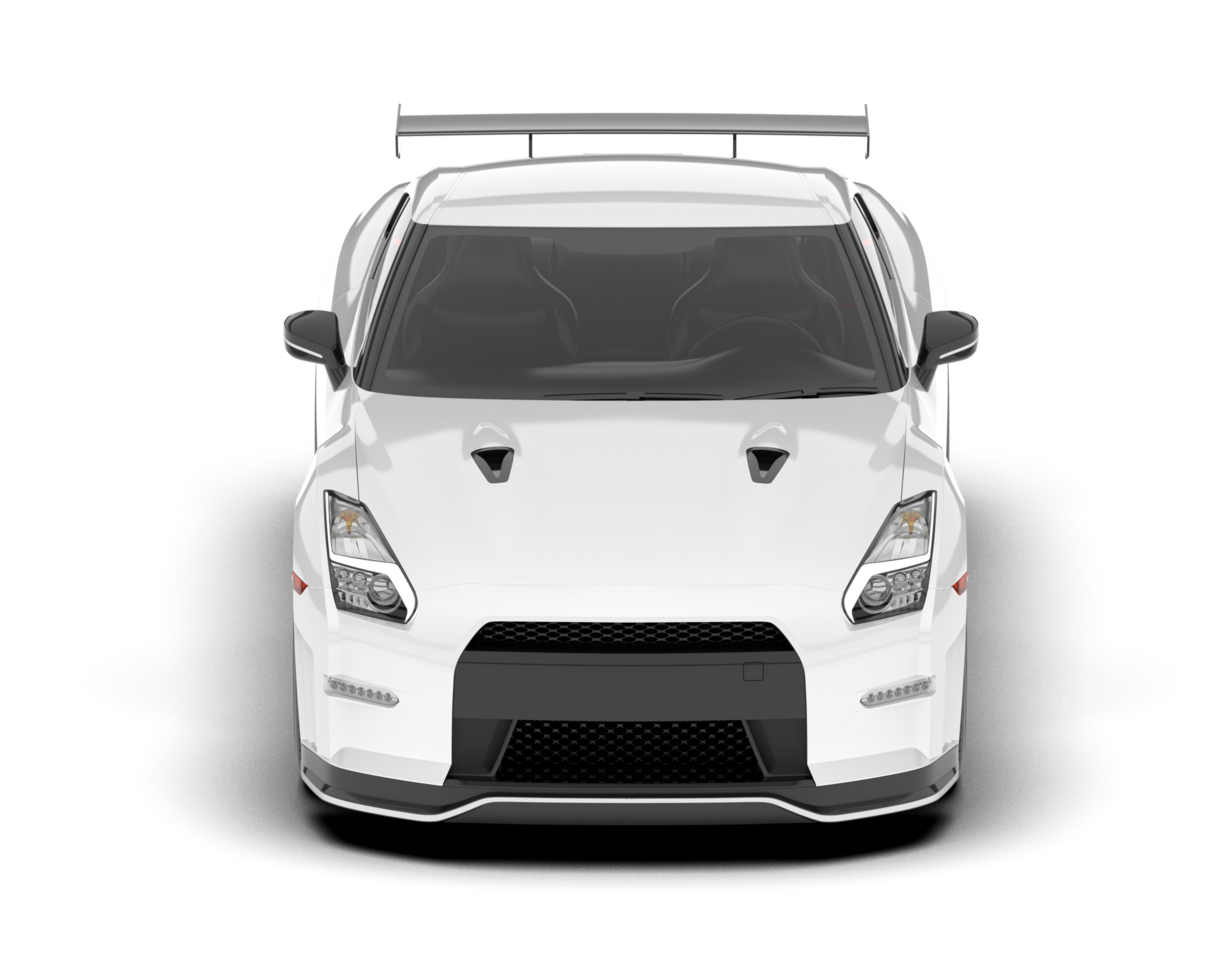 White sport car on transparent background. 3d rendering - illustration png