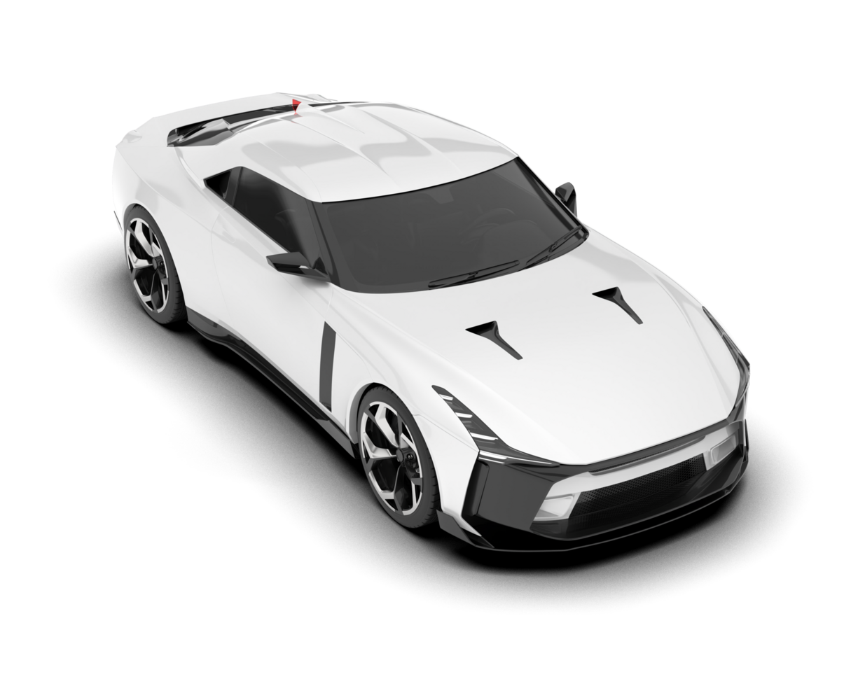 White sport car on transparent background. 3d rendering - illustration png