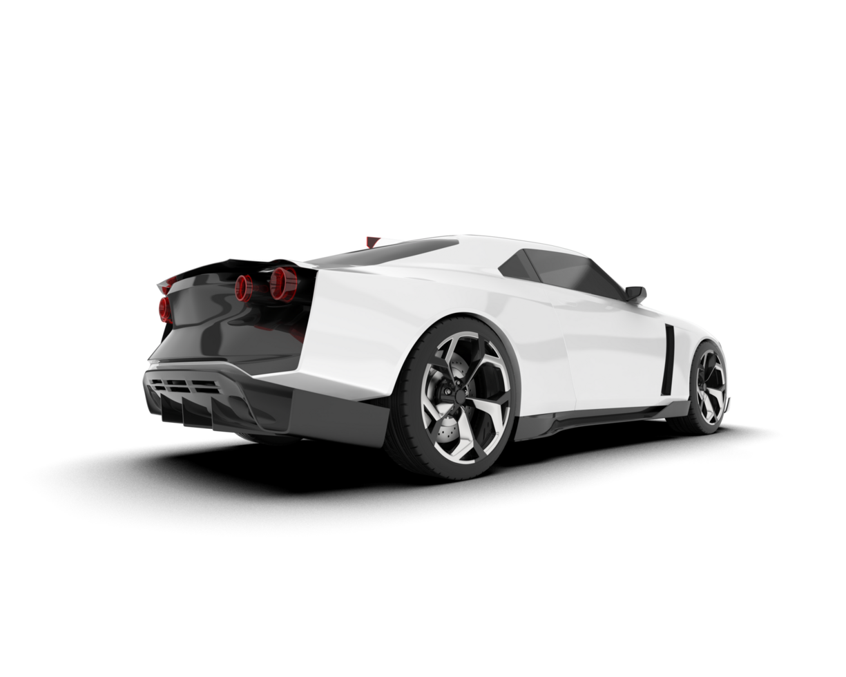 White sport car on transparent background. 3d rendering - illustration png