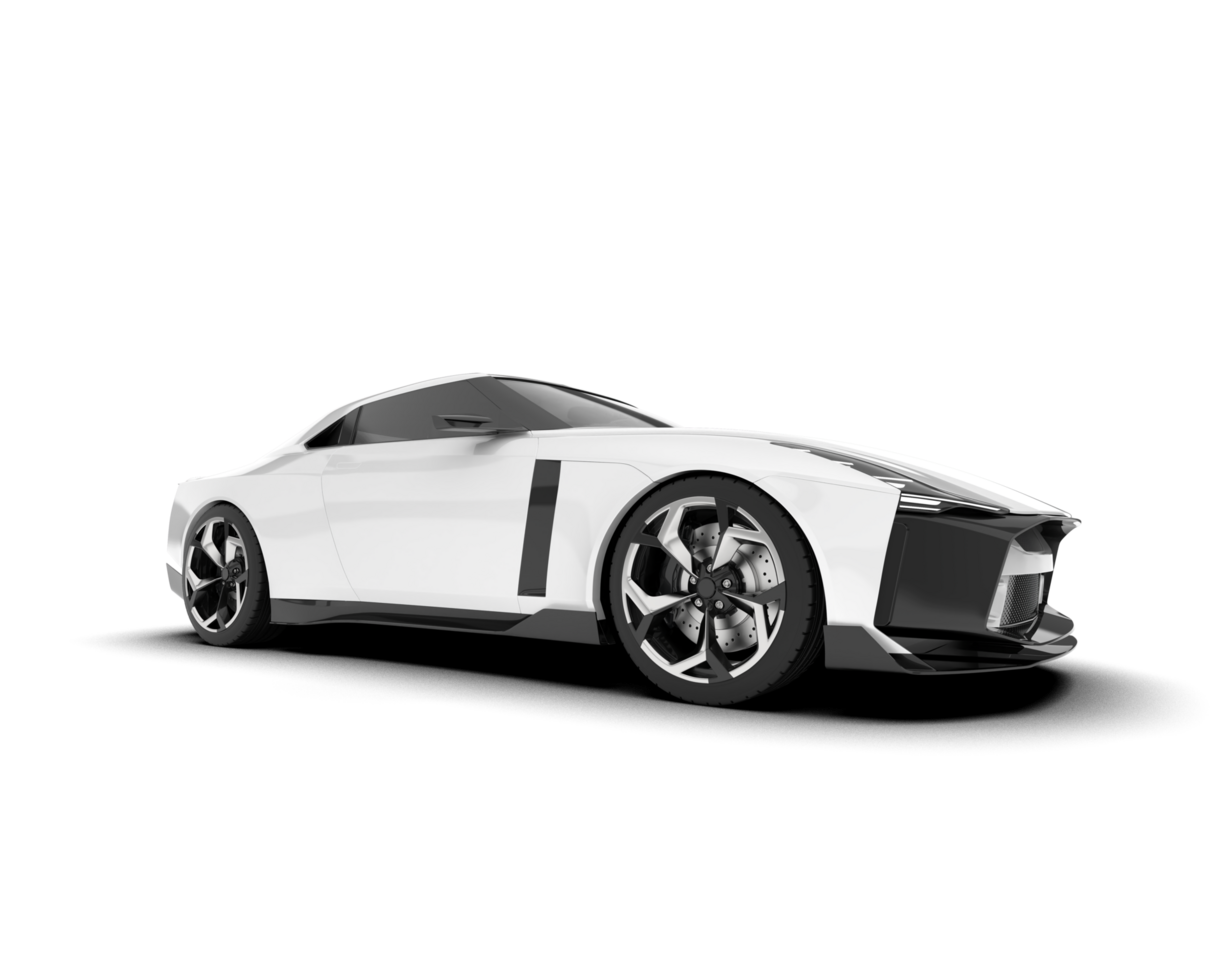 White sport car on transparent background. 3d rendering - illustration png