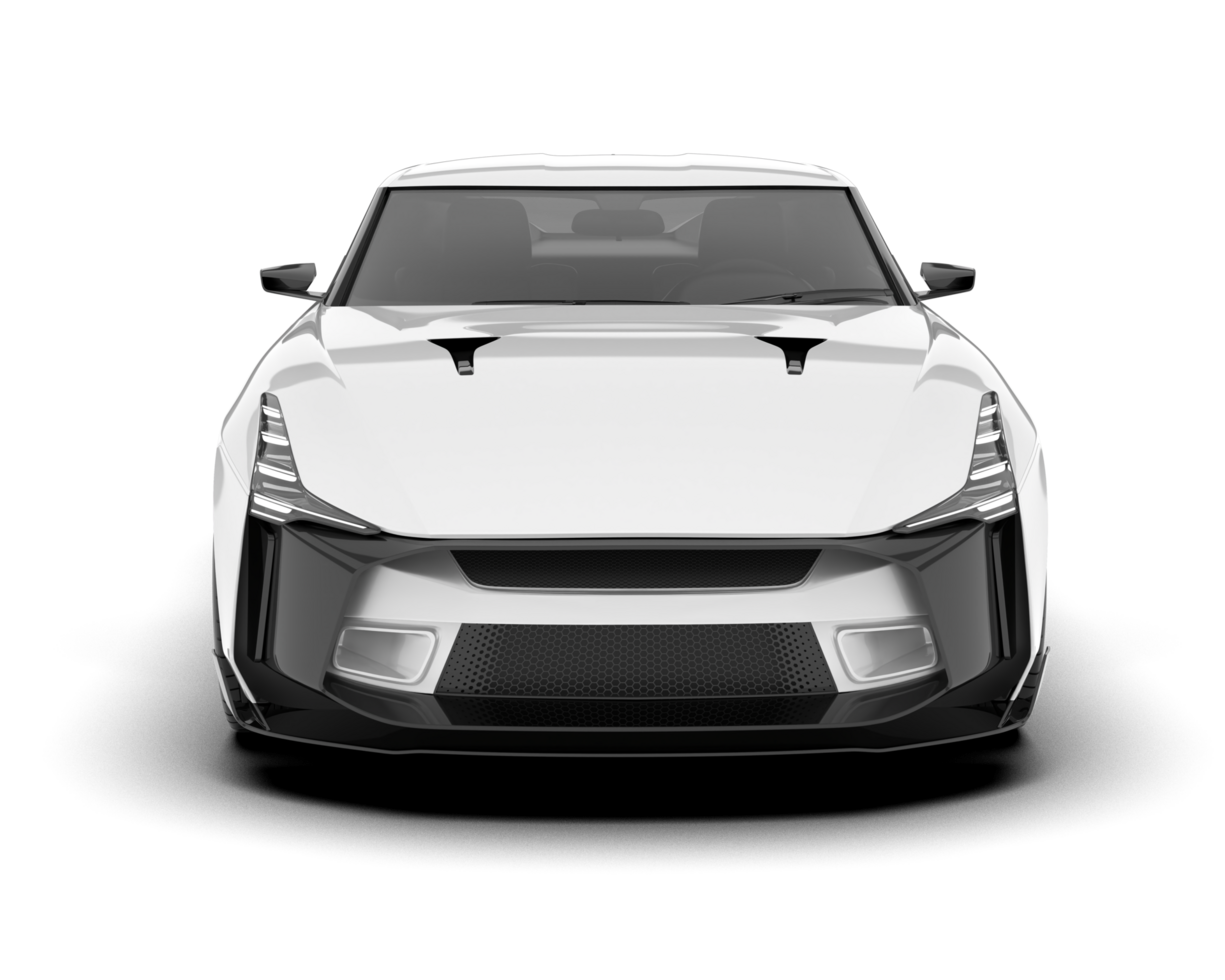 White sport car on transparent background. 3d rendering - illustration png