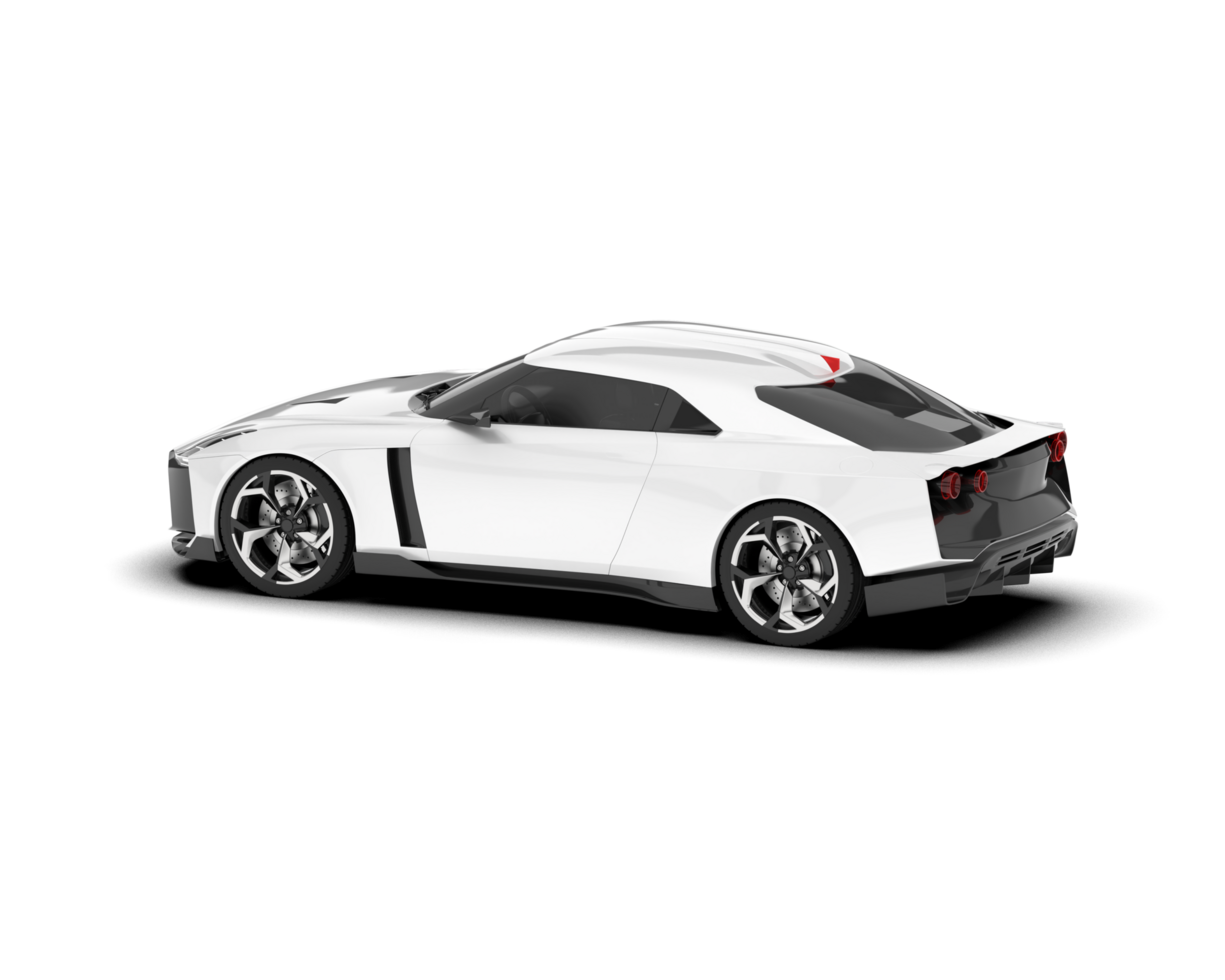 White sport car on transparent background. 3d rendering - illustration png