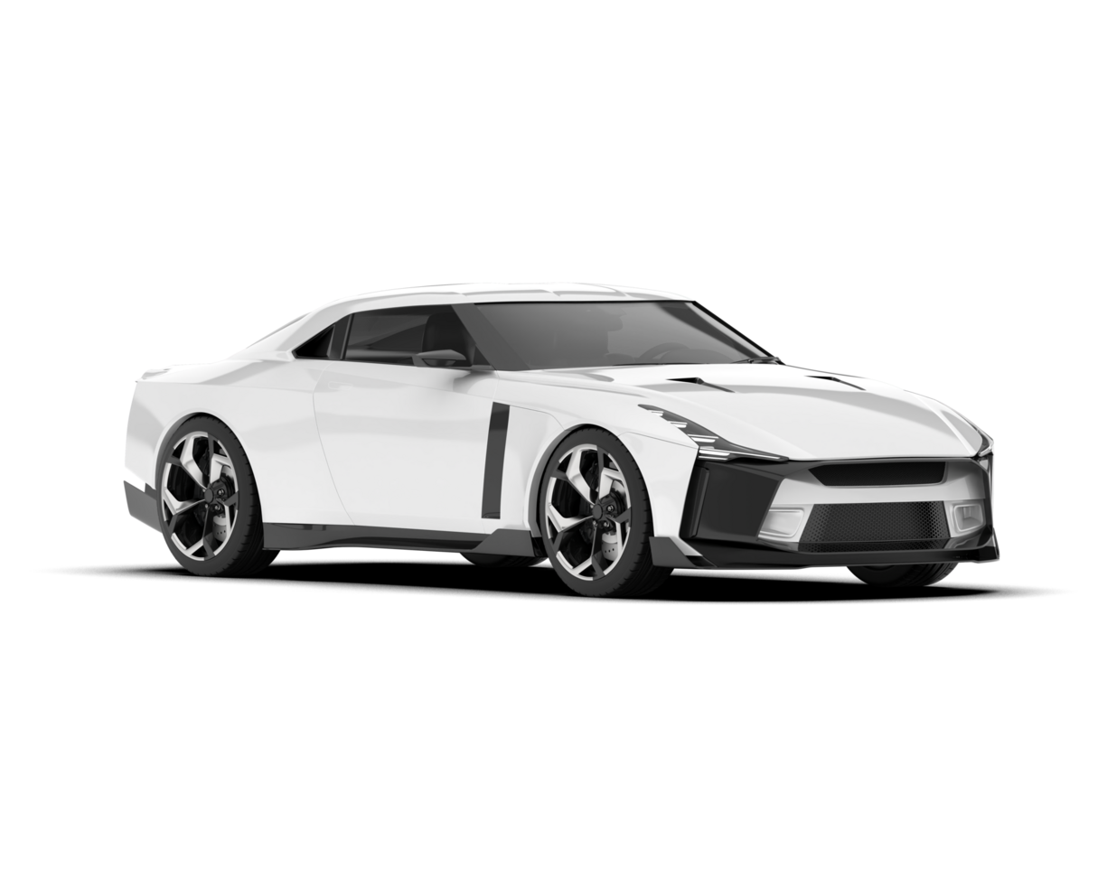 White sport car on transparent background. 3d rendering - illustration png