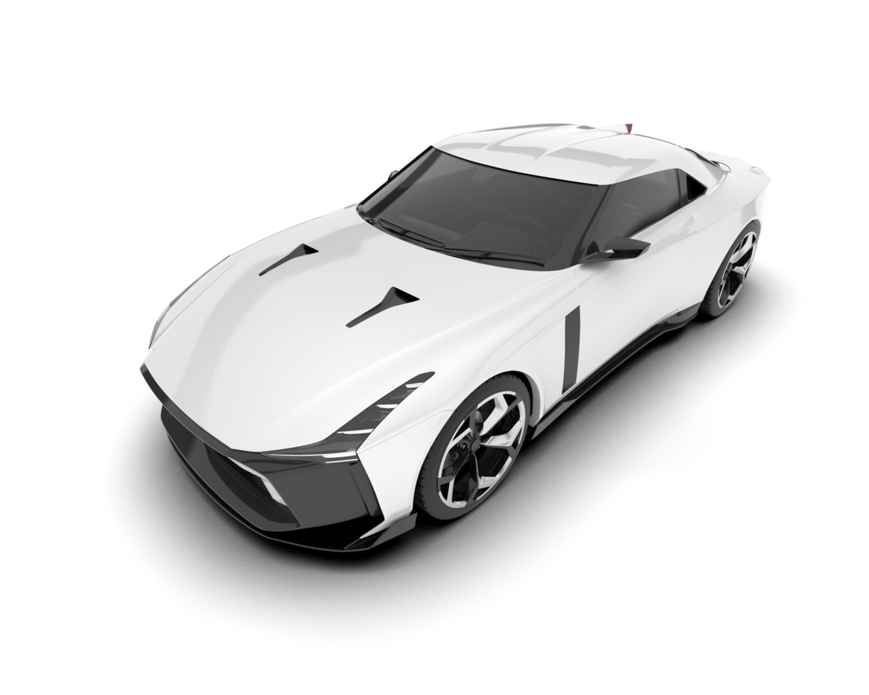 White sport car on transparent background. 3d rendering - illustration png