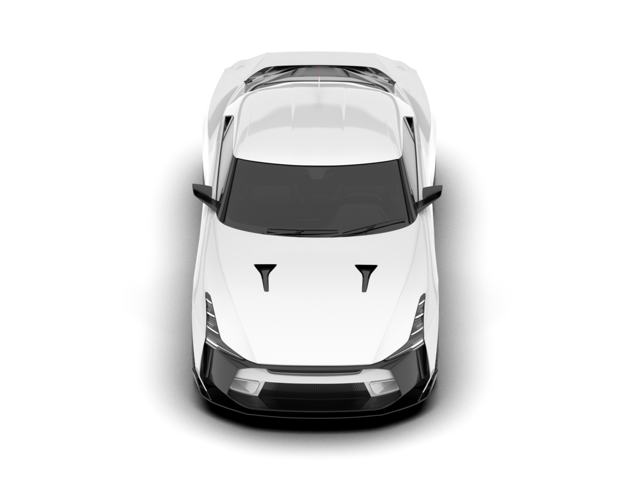 White sport car on transparent background. 3d rendering - illustration png
