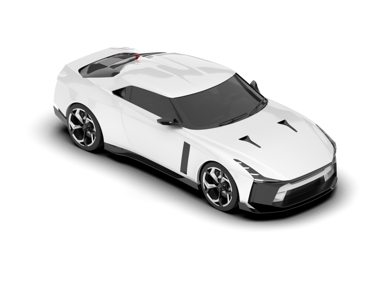 White sport car on transparent background. 3d rendering - illustration png