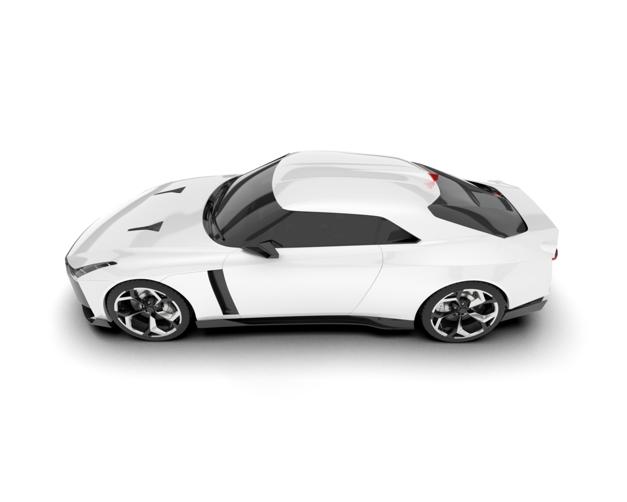 White sport car on transparent background. 3d rendering - illustration png