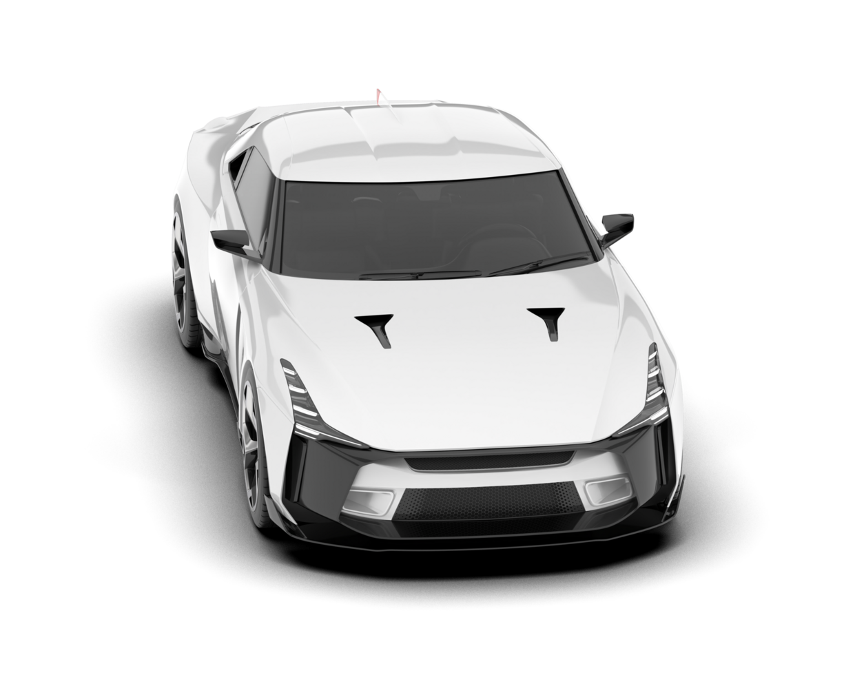 White sport car on transparent background. 3d rendering - illustration png