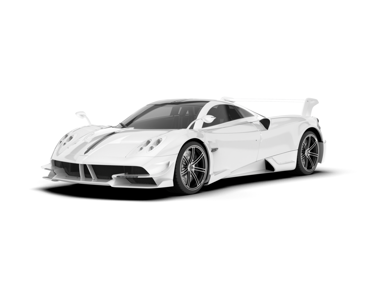 White sport car on transparent background. 3d rendering - illustration png
