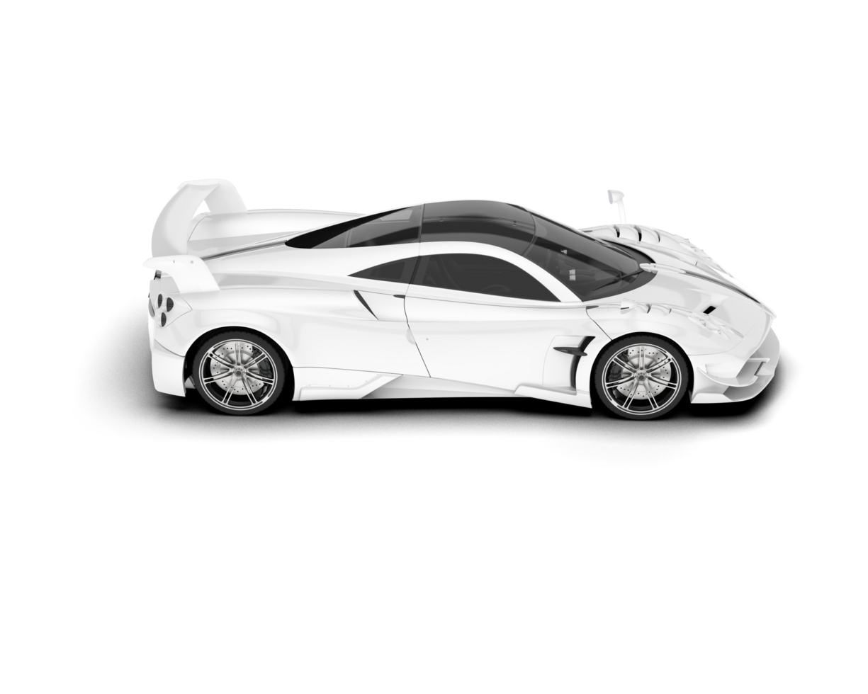 White sport car on transparent background. 3d rendering - illustration png