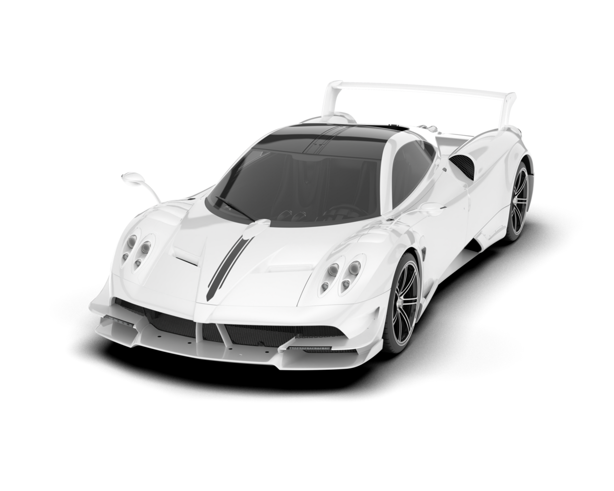 White sport car on transparent background. 3d rendering - illustration png