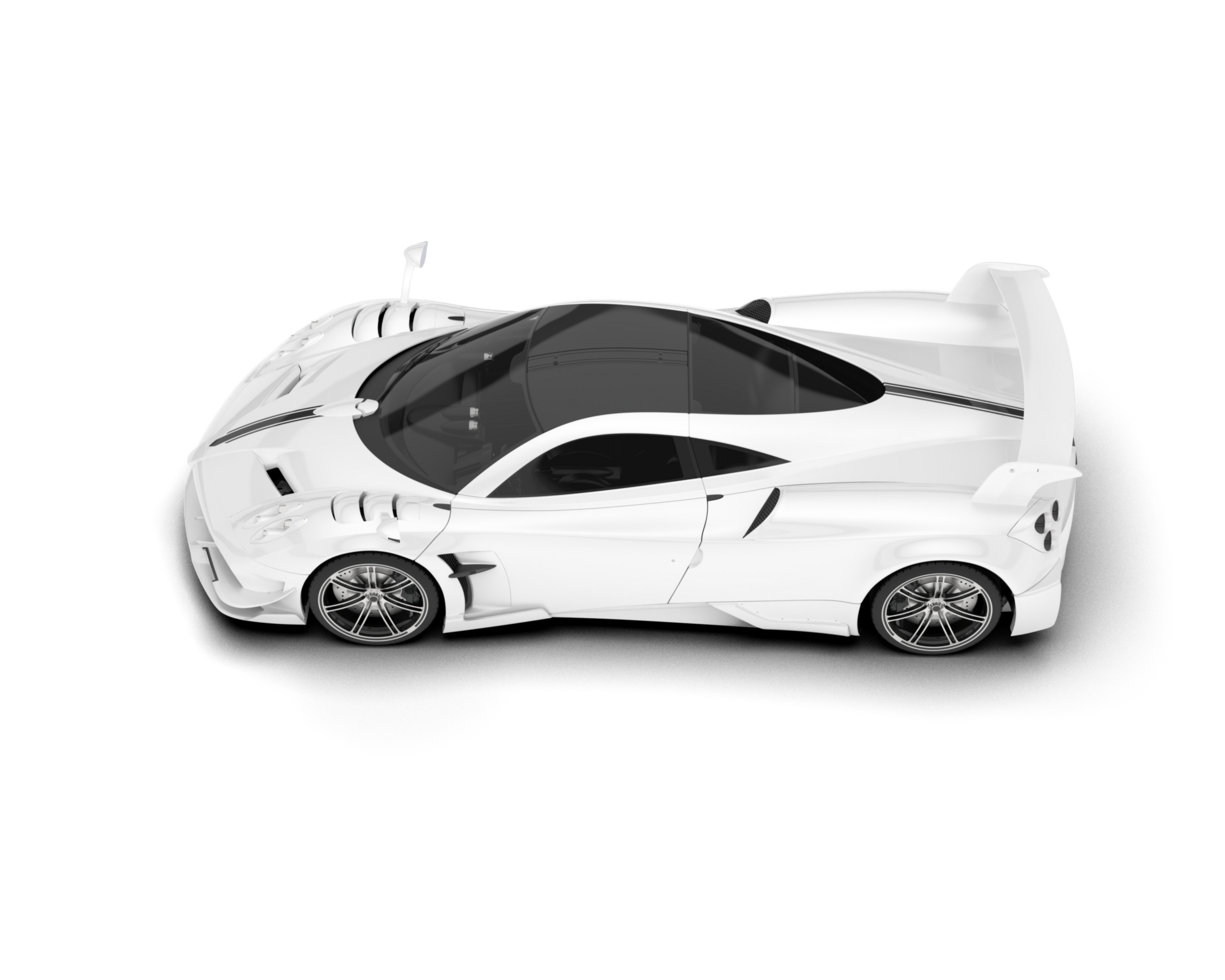 White sport car on transparent background. 3d rendering - illustration png