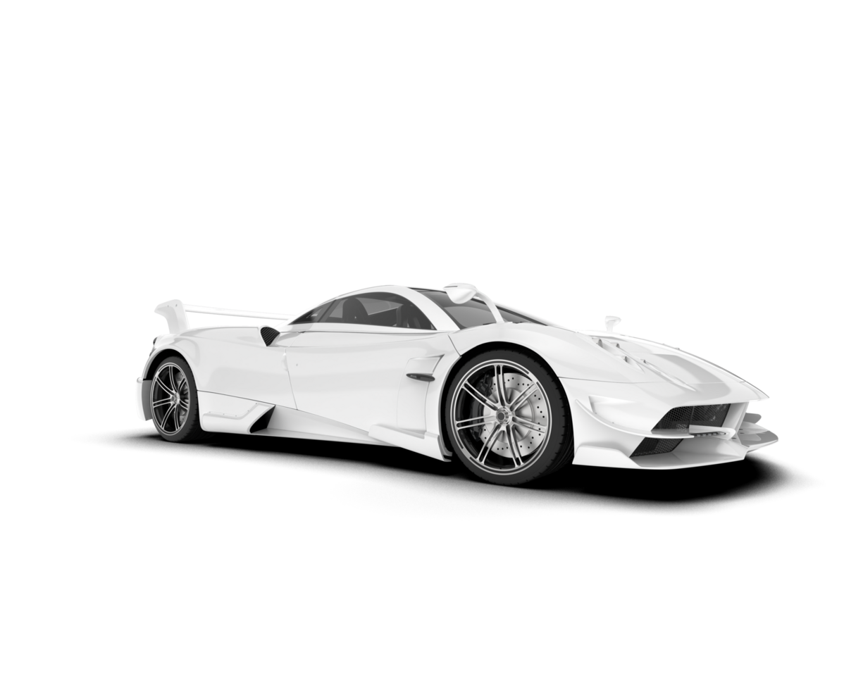 White sport car on transparent background. 3d rendering - illustration png