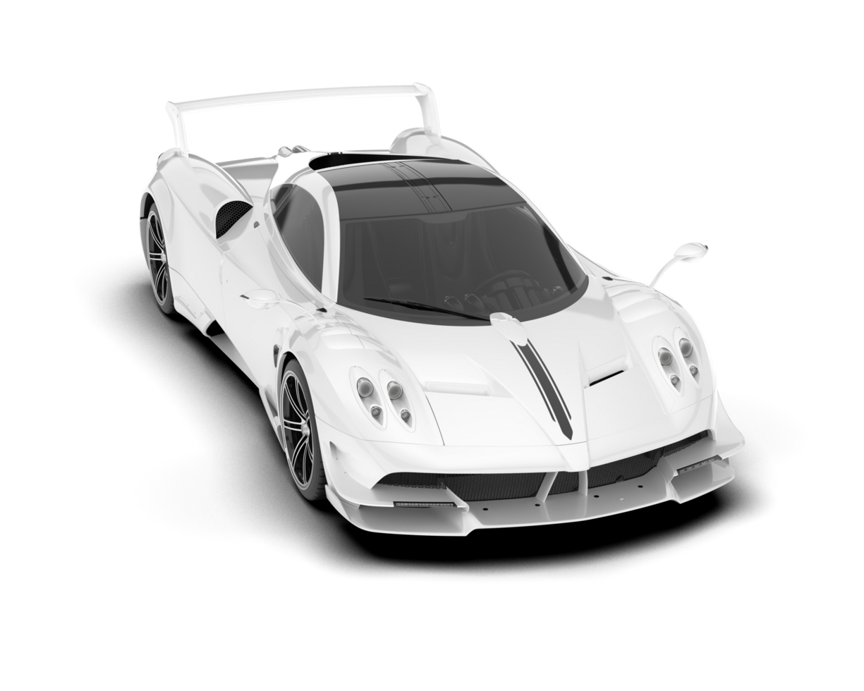 White sport car on transparent background. 3d rendering - illustration png