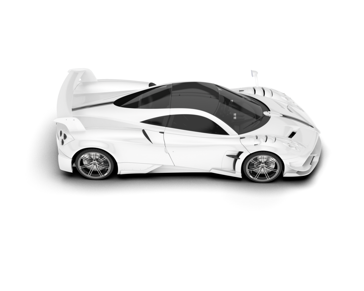 White sport car on transparent background. 3d rendering - illustration png