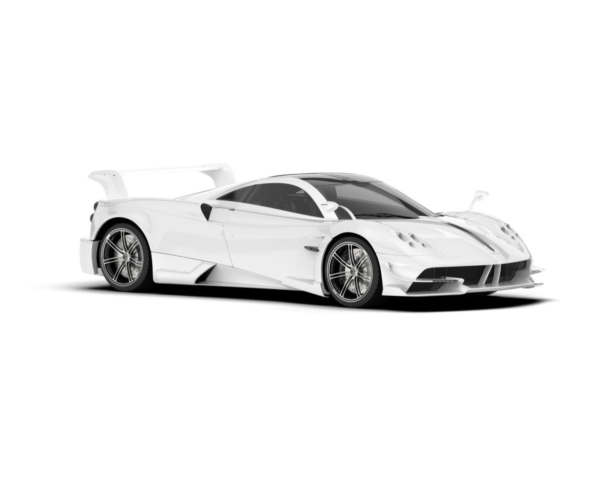 White sport car on transparent background. 3d rendering - illustration png