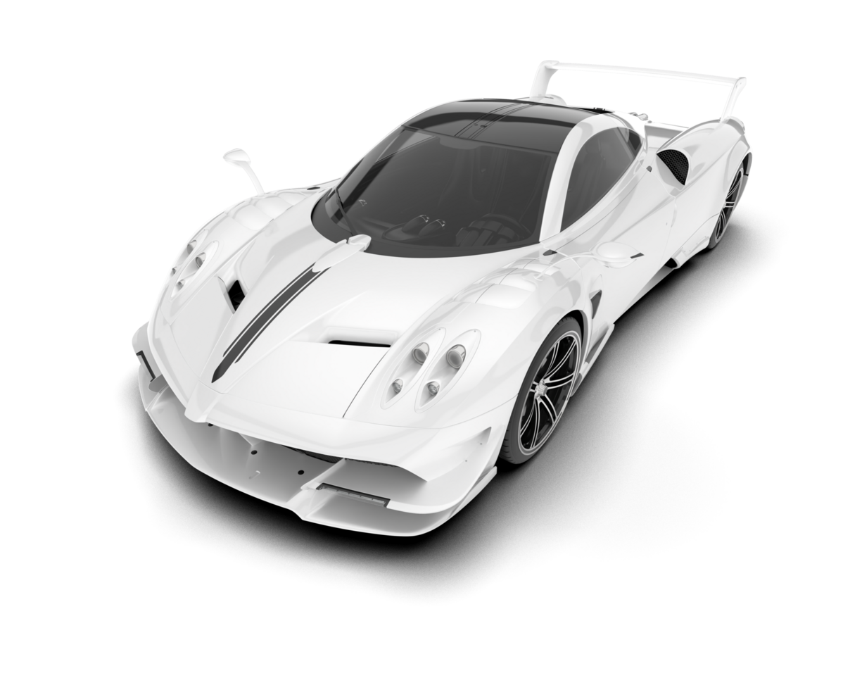 White sport car on transparent background. 3d rendering - illustration png