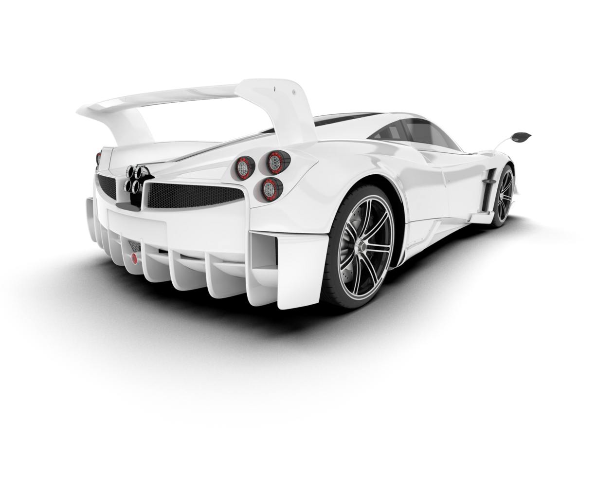 White sport car on transparent background. 3d rendering - illustration png