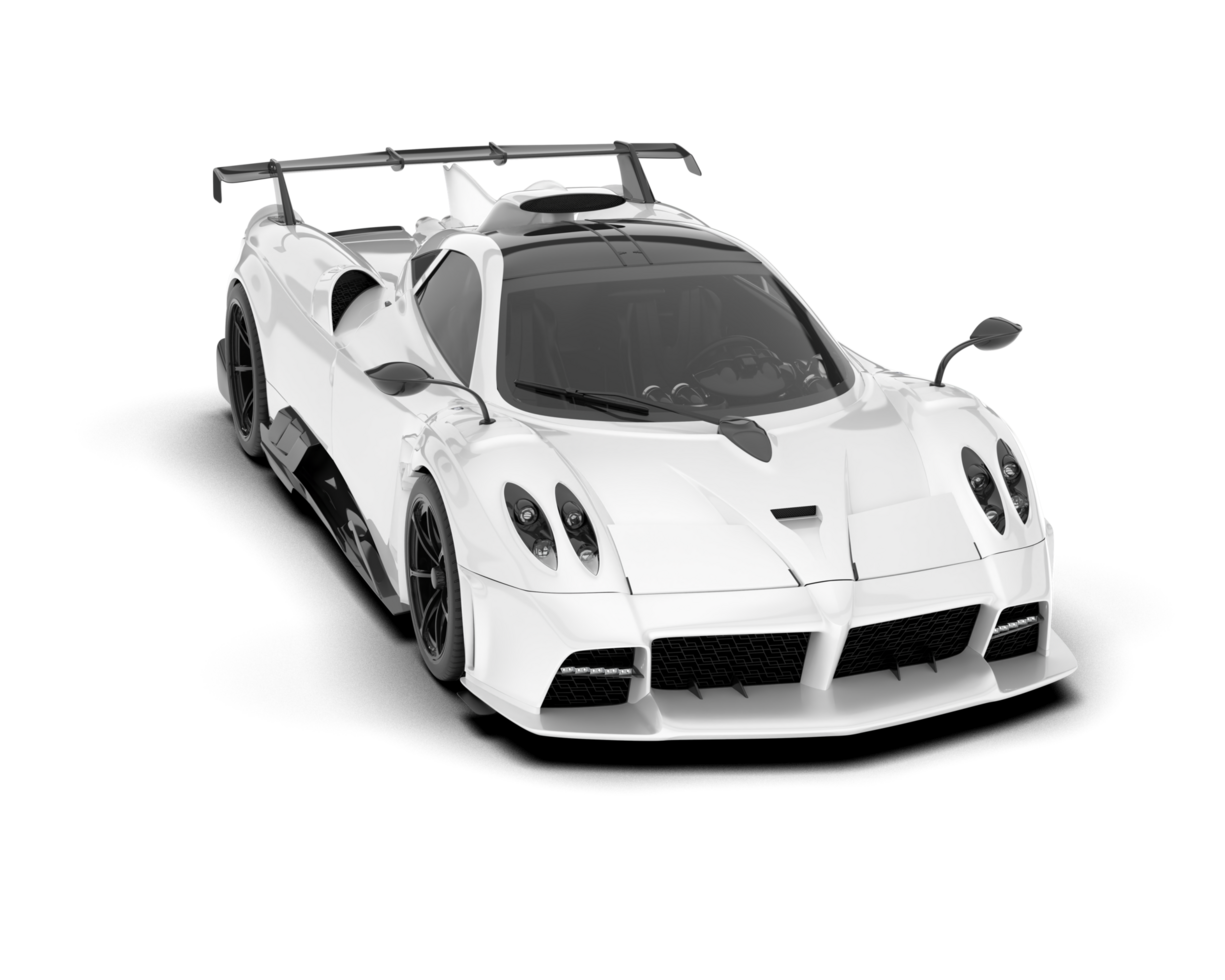 White sport car on transparent background. 3d rendering - illustration png