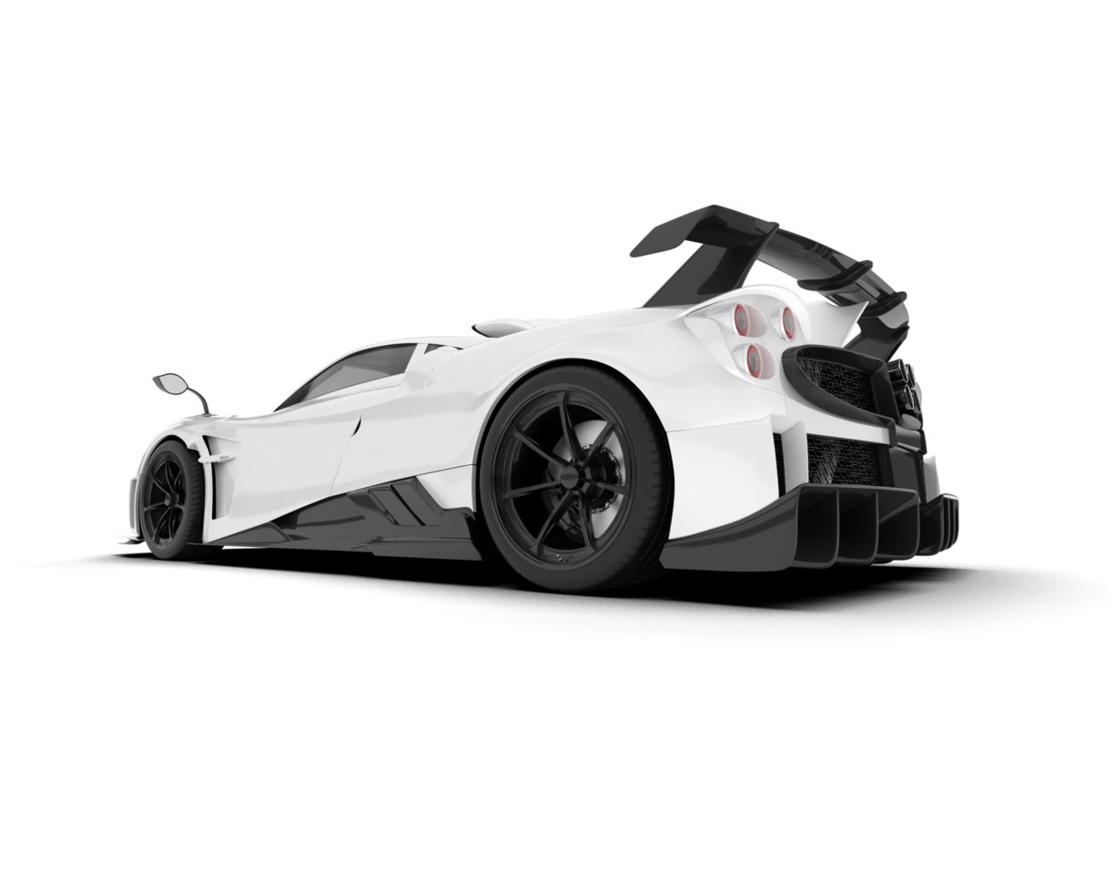 White sport car on transparent background. 3d rendering - illustration png