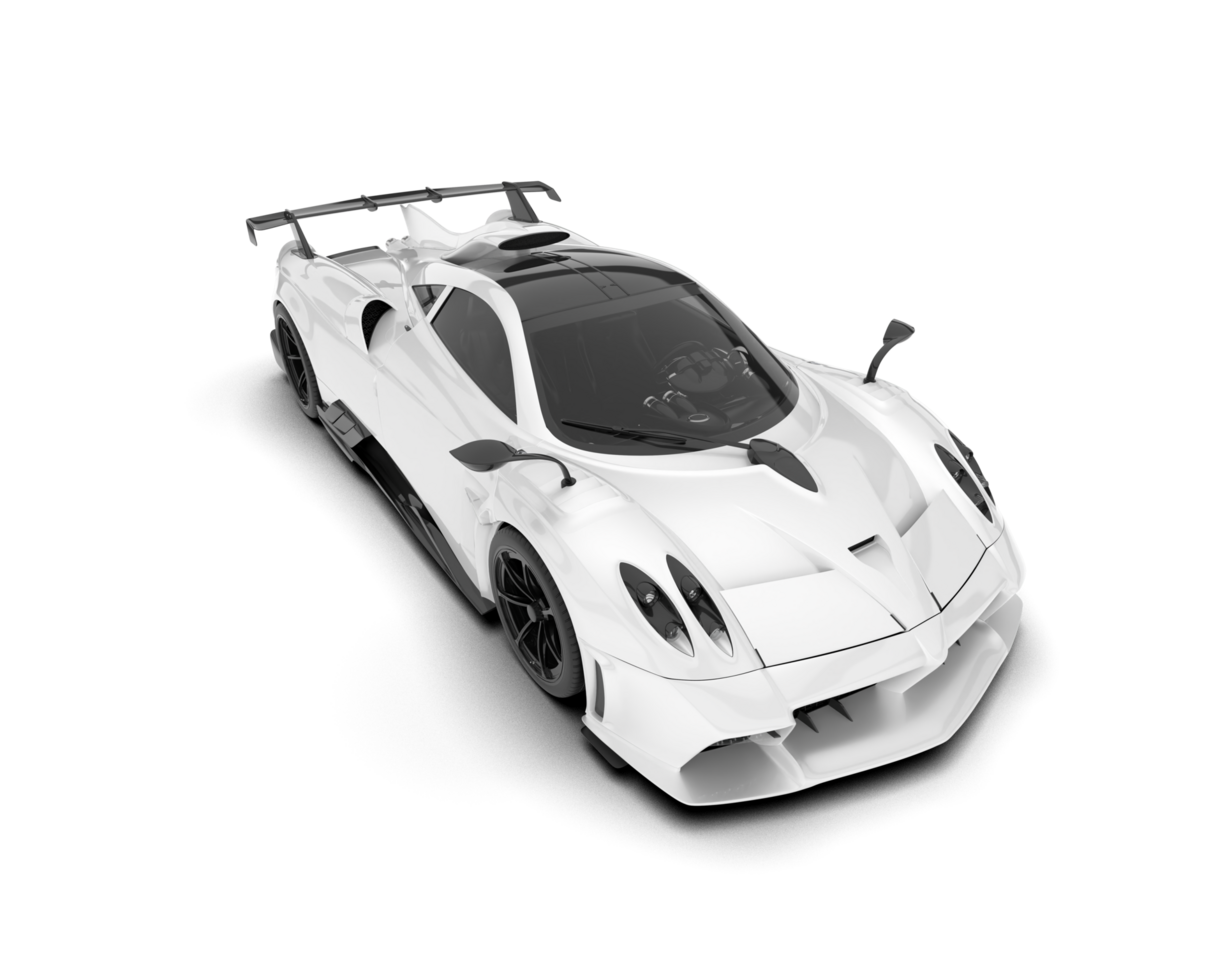 White sport car on transparent background. 3d rendering - illustration png
