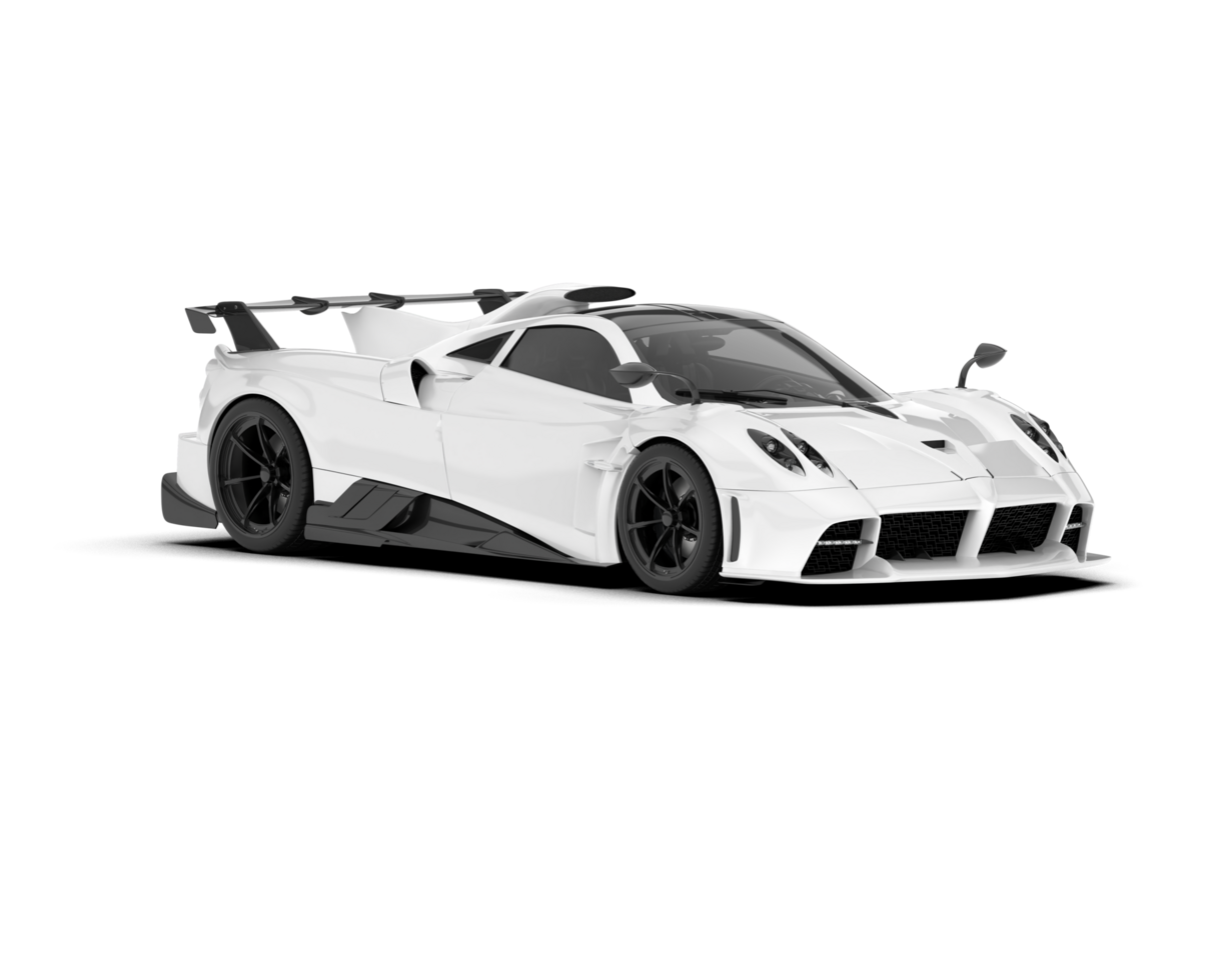 White sport car on transparent background. 3d rendering - illustration png