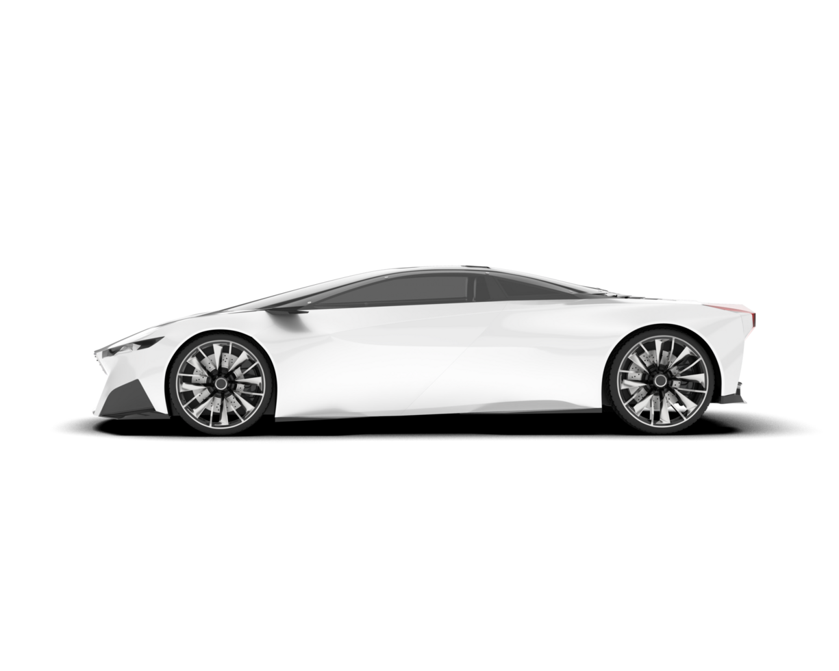 White sport car on transparent background. 3d rendering - illustration png