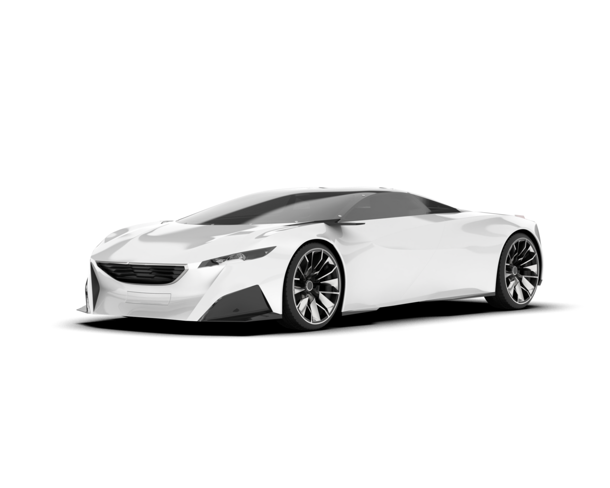 White sport car on transparent background. 3d rendering - illustration png