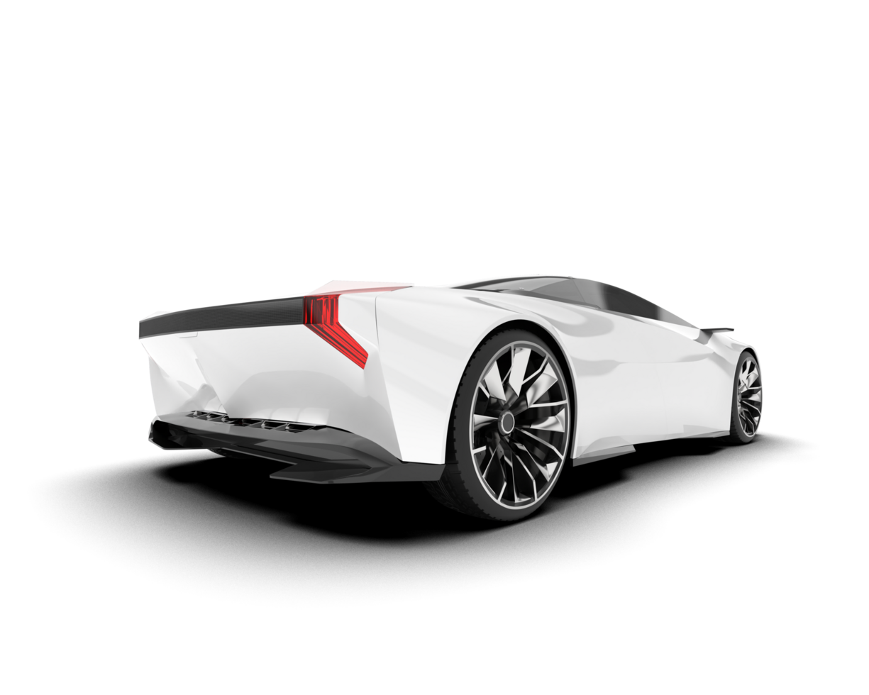 White sport car on transparent background. 3d rendering - illustration png