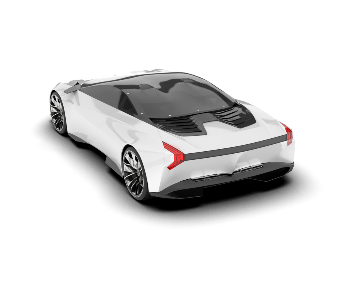 White sport car on transparent background. 3d rendering - illustration png