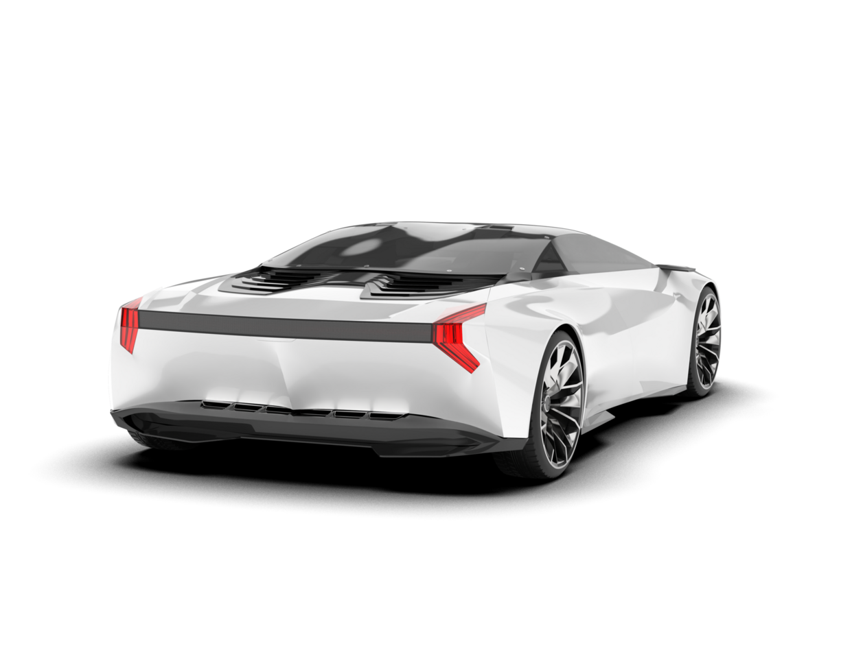 White sport car on transparent background. 3d rendering - illustration png