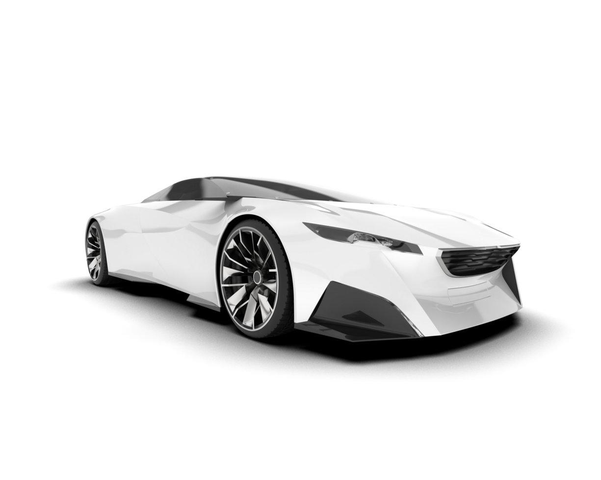 White sport car on transparent background. 3d rendering - illustration png