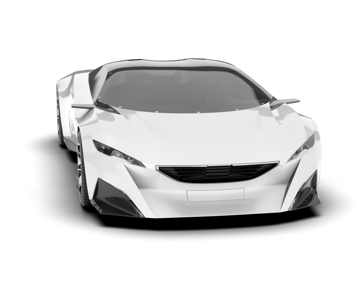 White sport car on transparent background. 3d rendering - illustration png