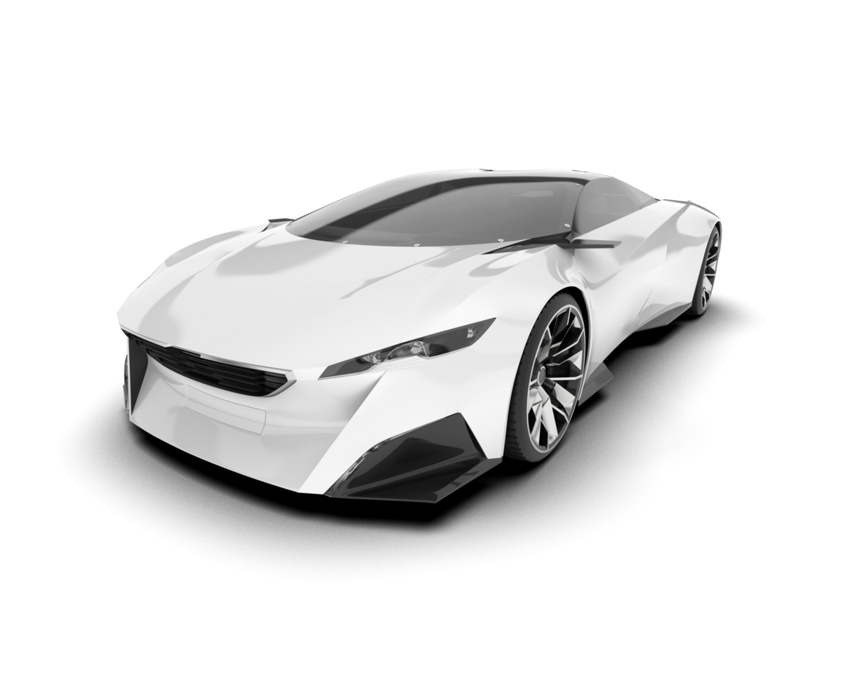 White sport car on transparent background. 3d rendering - illustration png