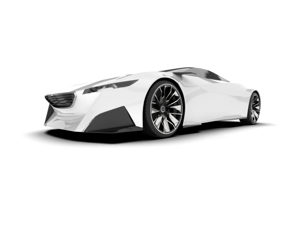 White sport car on transparent background. 3d rendering - illustration png