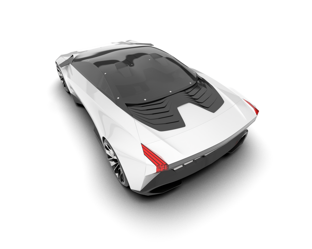 White sport car on transparent background. 3d rendering - illustration png
