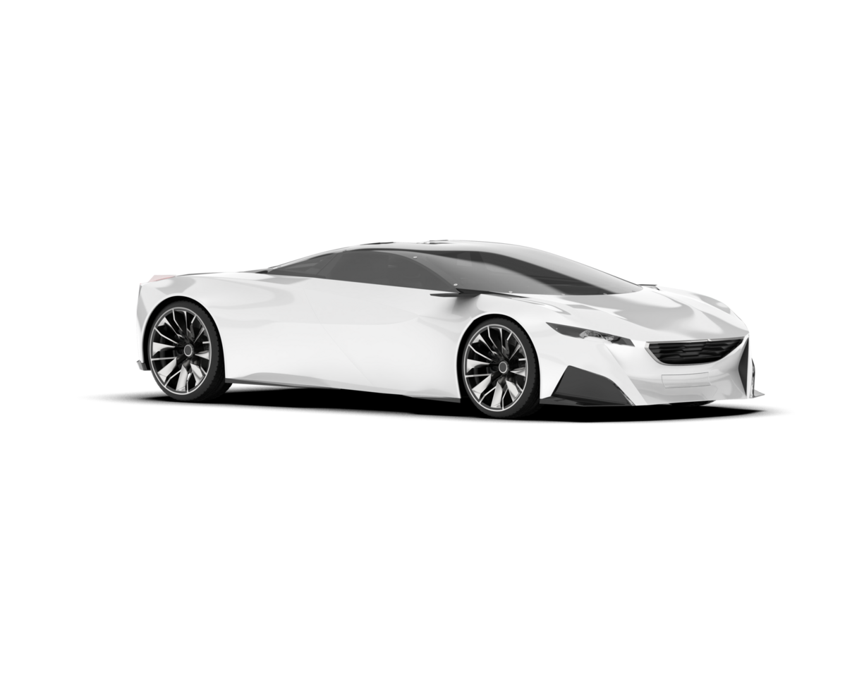 White sport car on transparent background. 3d rendering - illustration png