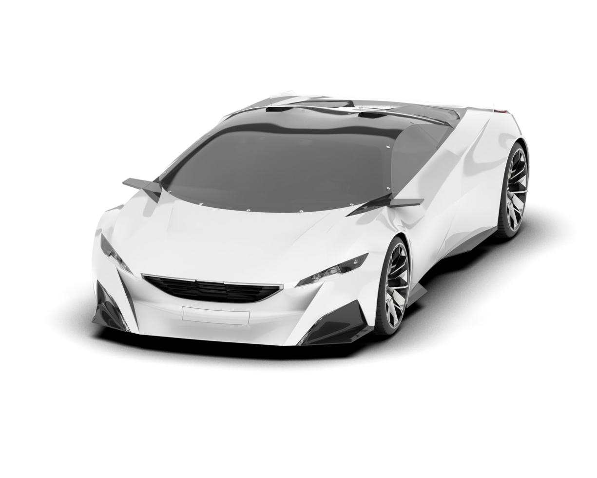 White sport car on transparent background. 3d rendering - illustration png