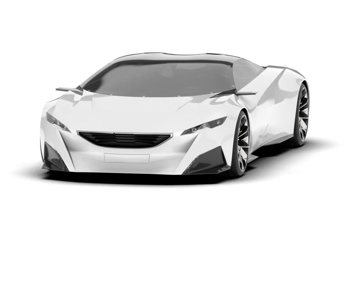 White sport car on transparent background. 3d rendering - illustration png