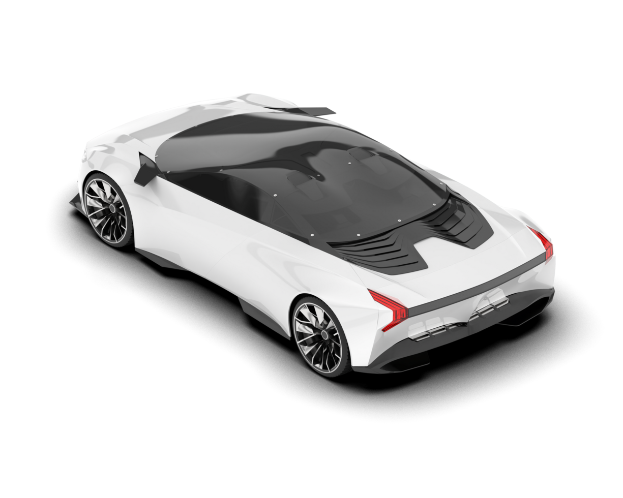 White sport car on transparent background. 3d rendering - illustration png