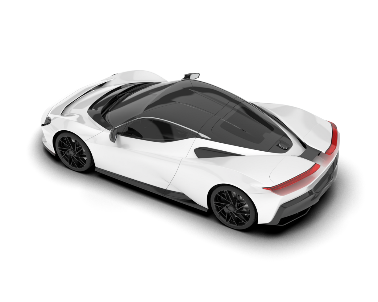White sport car on transparent background. 3d rendering - illustration png
