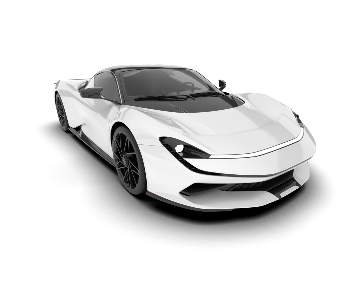 White sport car on transparent background. 3d rendering - illustration png